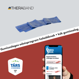 TheraBand erősítő gumiszalag 150 cm, extra erős, kék + gumiszalagos edzésprogram középhaladóknak és haladóknak (digitális)
