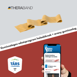 TheraBand erősítő gumiszalag 150 cm, legerősebb, arany + gumiszalagos edzésprogram középhaladóknak és haladóknak (digitális)