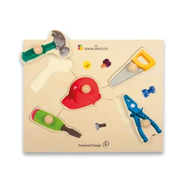 Nagy fogantyús fa puzzle, szerszámok