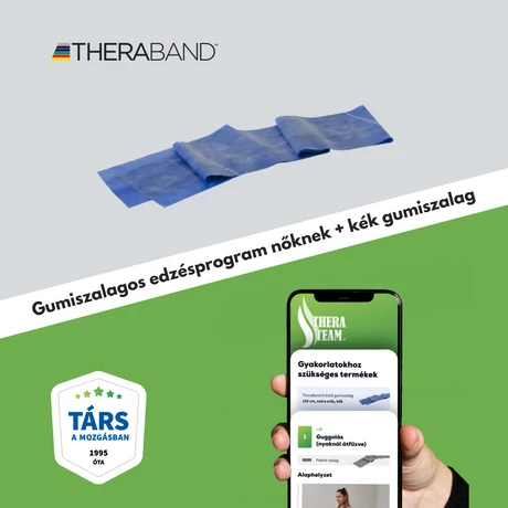 TheraBand erősítő gumiszalag 150 cm, extra erős, kék + gumiszalagos edzésprogram nőknek (digitális)