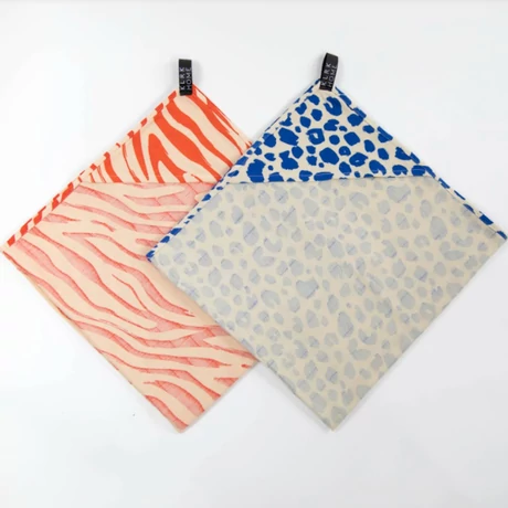 KLRK Home - muszlin anyagú, kapucnis törölköző - VADON Zebra & Leopárd, 2 DB