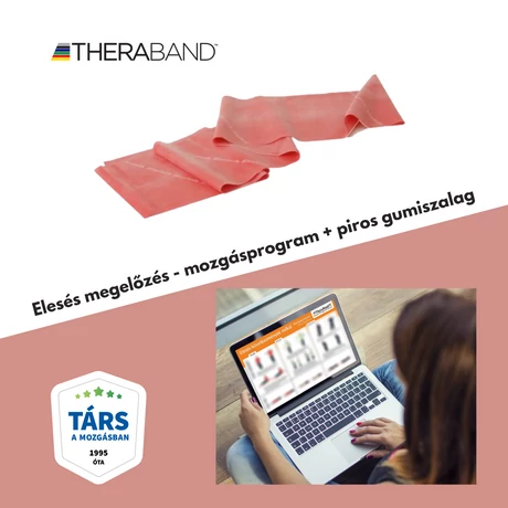 TheraBand erősítő gumiszalag 150 cm, közepes, piros + Elesés megelőzés - mozgásprogram