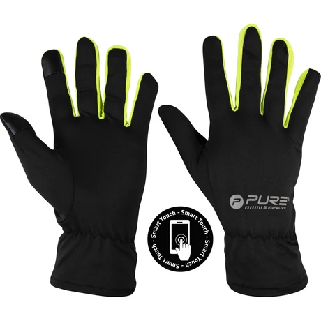 pure2improve_futókesztyű_fekete neon sárga_S/M