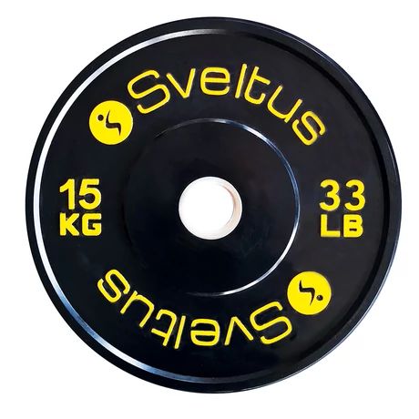 Sveltus olimpiai gumírozott, fém súlytárcsa súlyemeléshez, 15 kg