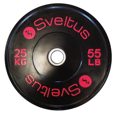 Sveltus olimpiai gumírozott, fém súlytárcsa súlyemeléshez, 25 kg