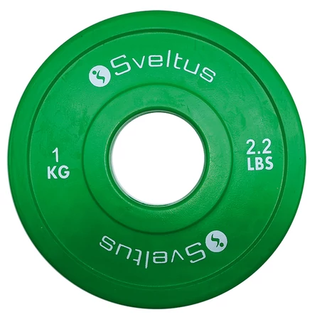 Sveltus mini olimpiai gumi borítású, fém súlytárcsa súlyemeléshez, 1 kg