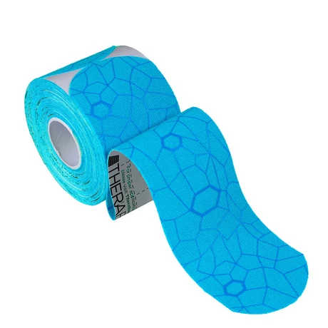 Theraband kineziológiai tape 5 cm x 25,4 cm kék/kék mintával (20 db) - előre levágott